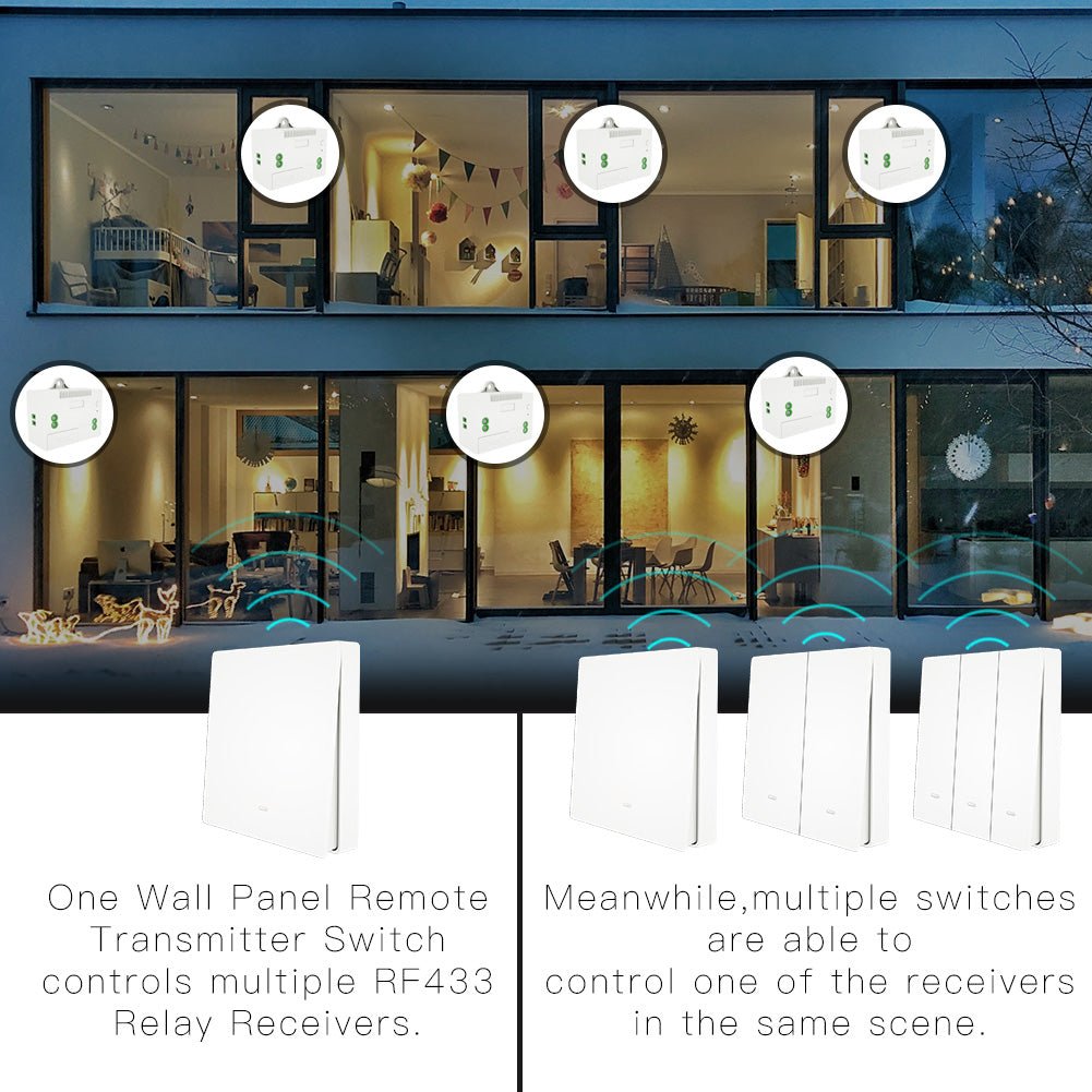 Smart RF433 Transmitter Push Button Switch Multi-Control Self-powered EU - MOES