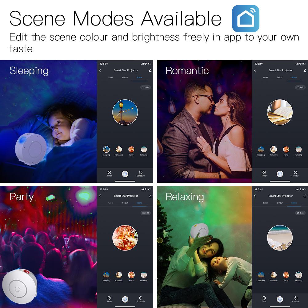 Smart Star Projector with Galaxy Nebula Cloud/Moving Ocean Wave Star Sky WiFi Night Light Projector Alexa Google Home Tuya Smart App Compatible - Moes