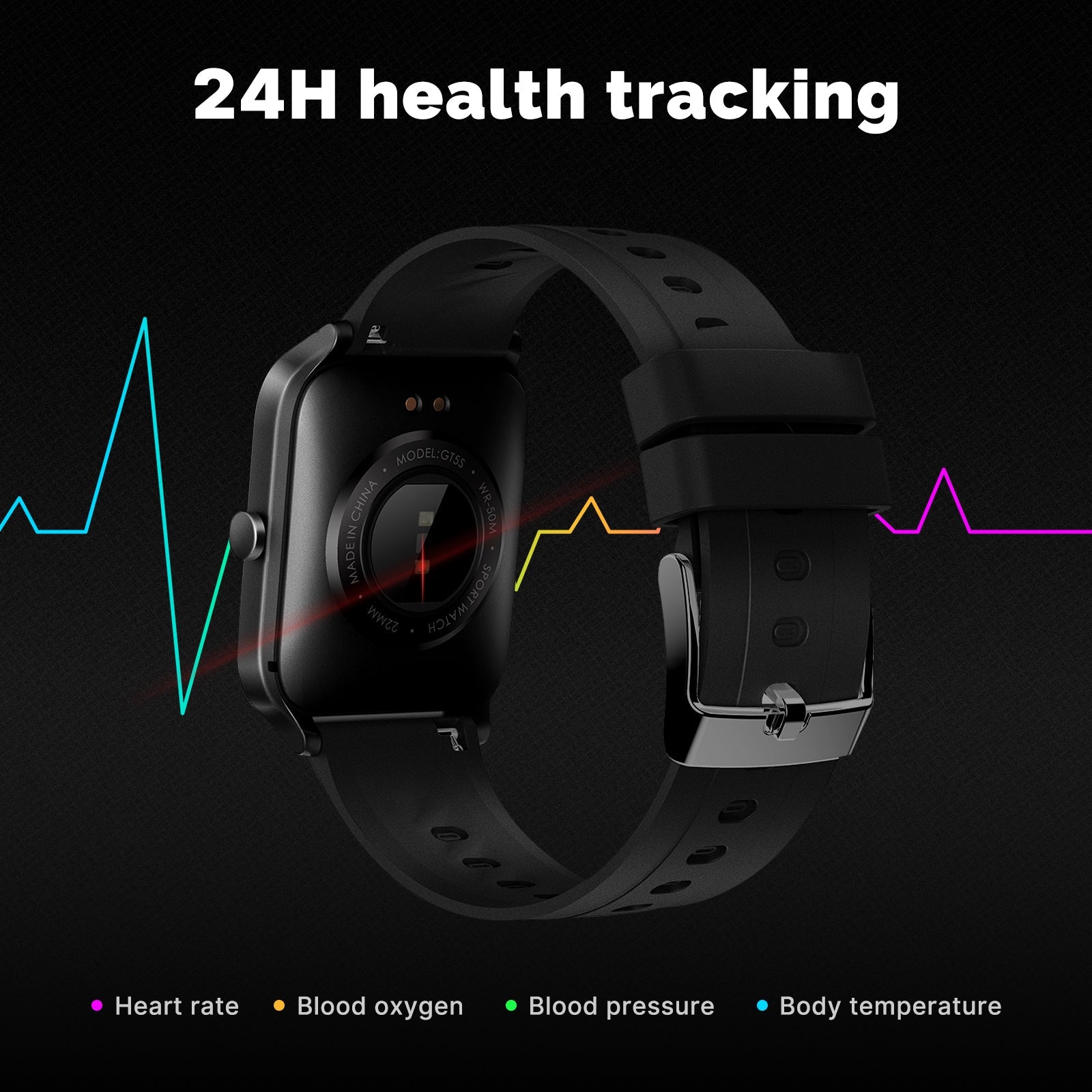 Smart Watch Alexa Built-in Fitness Tracker Heart Rate and Blood Oxygen Monitor, Waterproof 1.69-inch Touchscreen - MOES