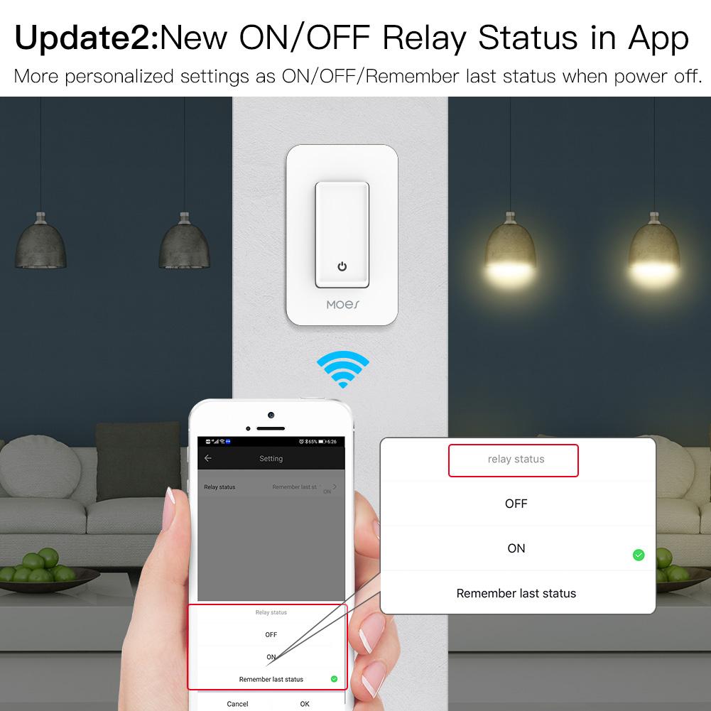 Snow Rock Series New Single Pole Smart Light Switch US Version - Moes