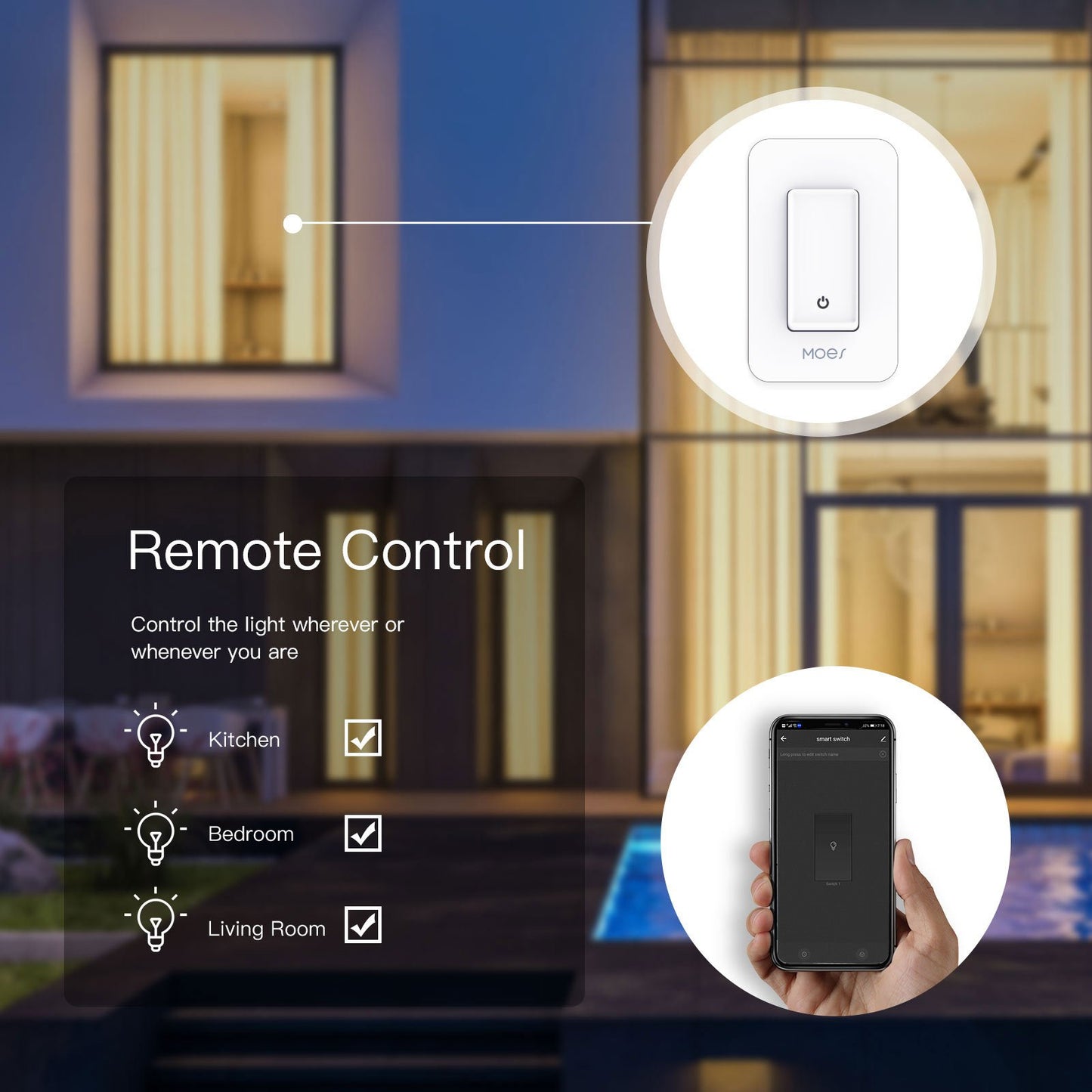 Snow Rock Series New Single Pole Smart Light Switch US Version - Moes