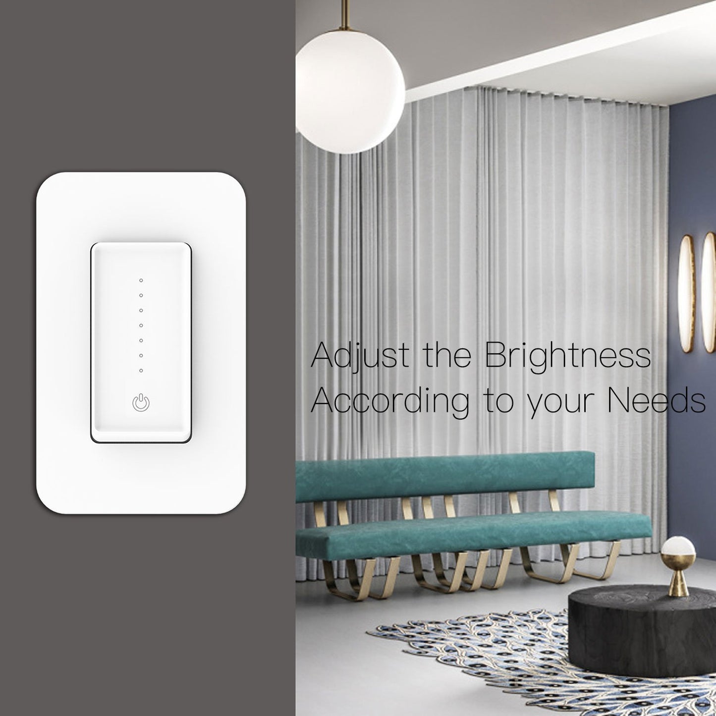 Snow Rock Series New Smart WiFi Dimmer Light Wall Switch US Version - Moes