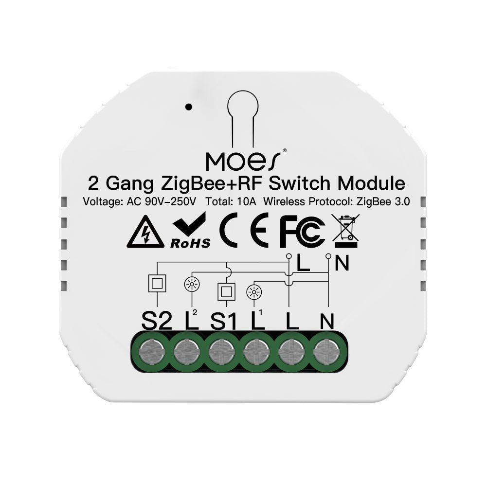 Tuya ZigBee 3.0 Smart Light Switch Module 2MQTT Setup Available - Moes