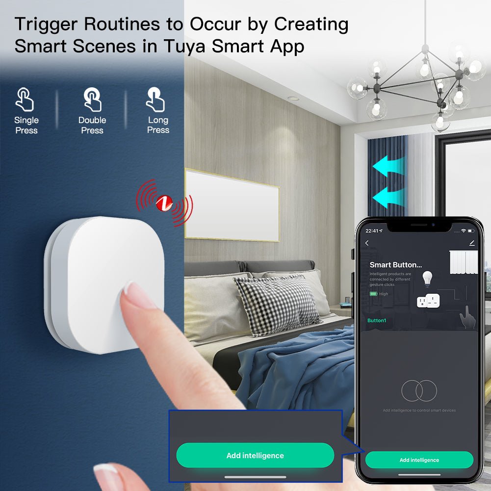 Tuya ZigBee Smart Button Switch Wireless Remote One Key Control Scene Switch Button Controller Multi-scene Linkage Smart Switch Battery Powered Automation Scenario - MOES