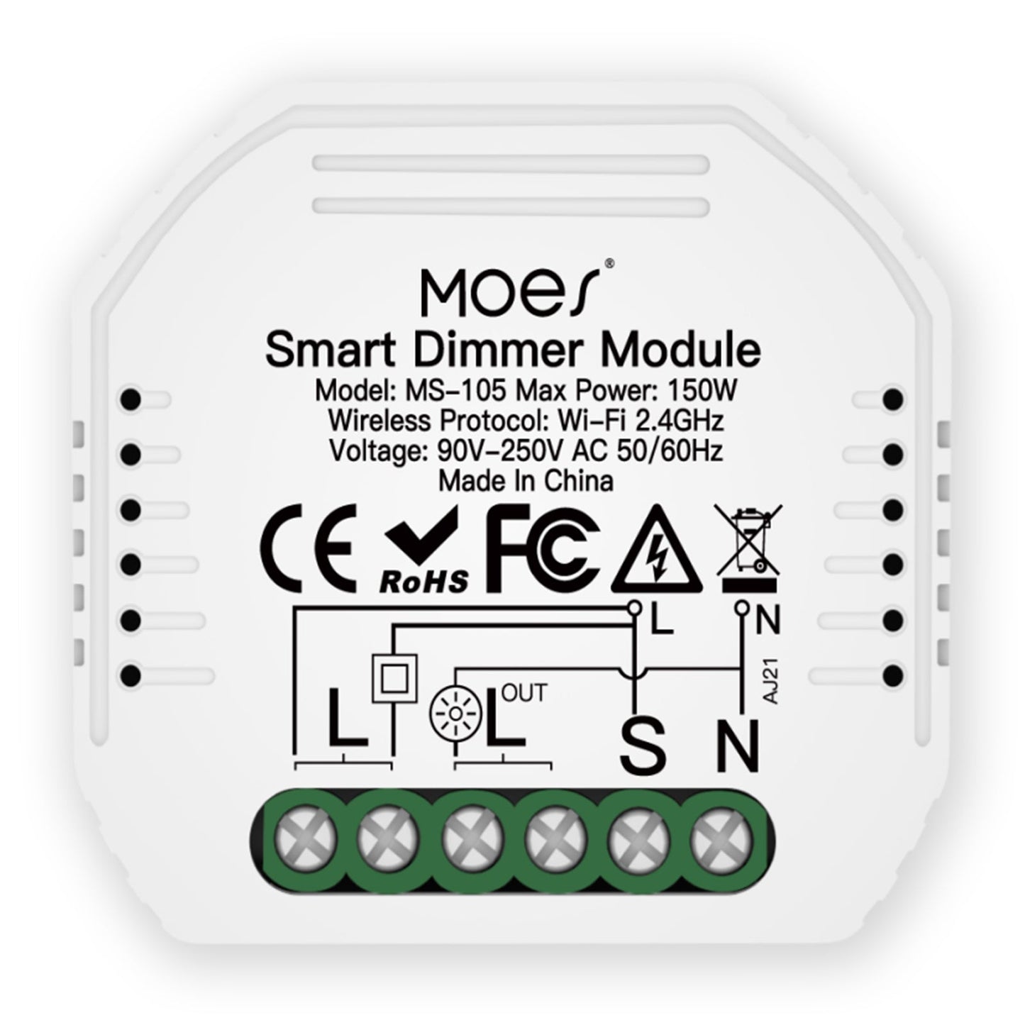 WiFi 2 Gang Dimmer Switch Module DIY Smart Light LED Dimmable Interruptor Relay - MOES