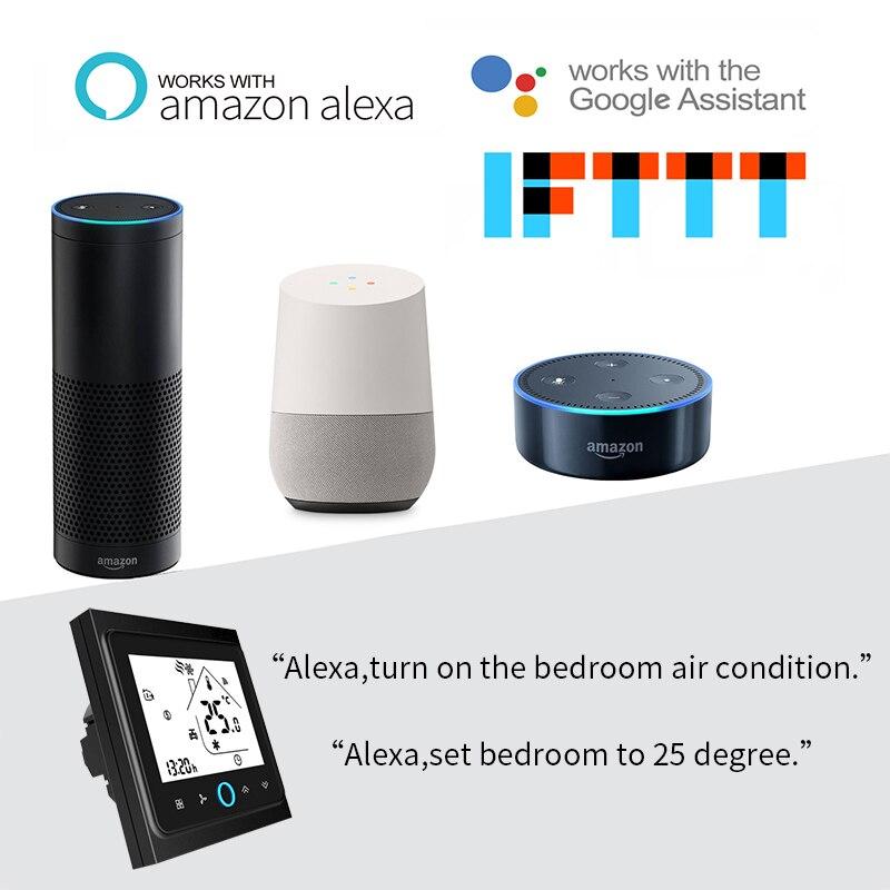 WiFi Central Air Conditioner Thermostat Temperature Controller 2 Pipe 4 Pipe 3 Speed Fan Coil Unit Work with Alexa Google Home - Moes