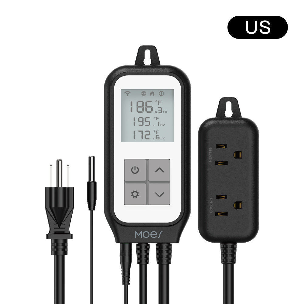 WiFi Digital Temperature Controller Thermostat Outlet Plug Heating and Cooling Mode US/EU - MOES