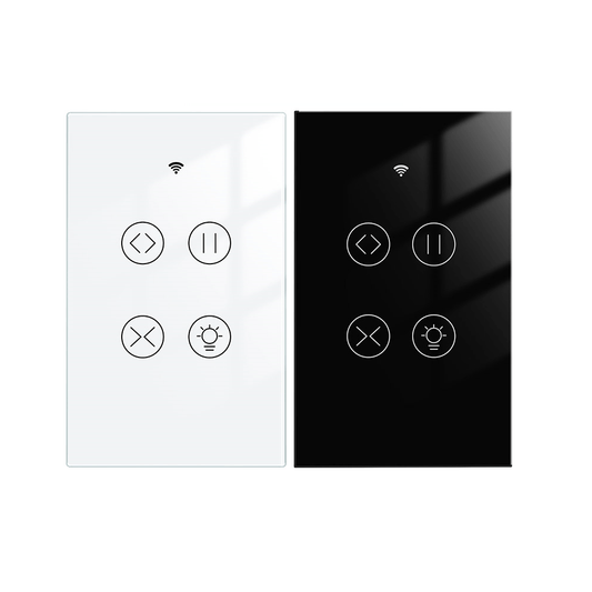 WiFi RF433 Smart Glass Panel Curtain Light Touch Switch Single Pole Neutral Wire Required US - MOES