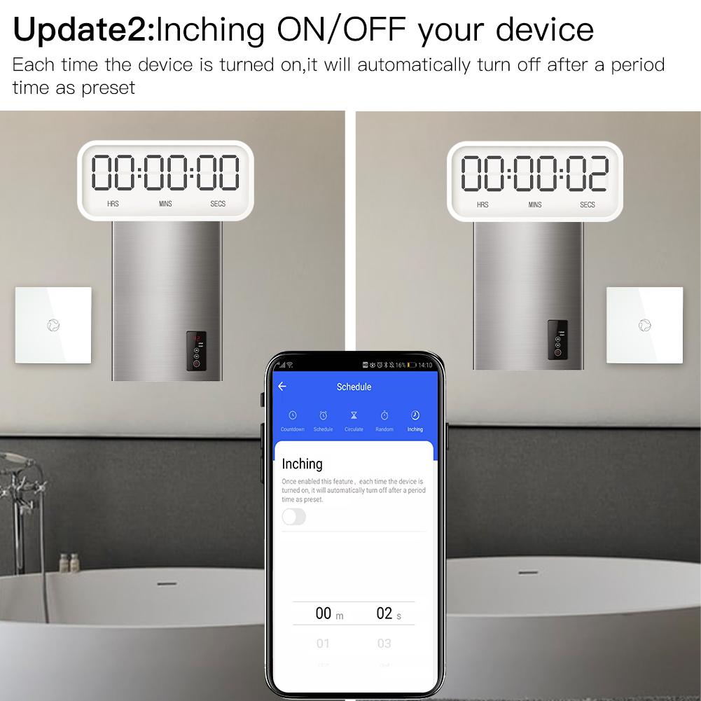 WiFi Smart Boiler Switch Water Heater Smart Life Tuya APP Remote Control Amazon Alexa Echo Google Home Voice Control Glass Panel EU - Moes