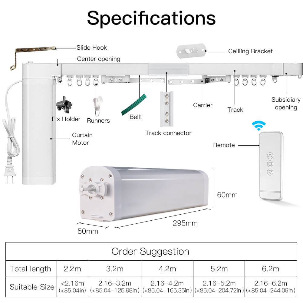 WiFi Smart Electric Motorized Splicing Curtain Tracks System,Tuya Curtain Motor with DIY Track RF Remote - MOES