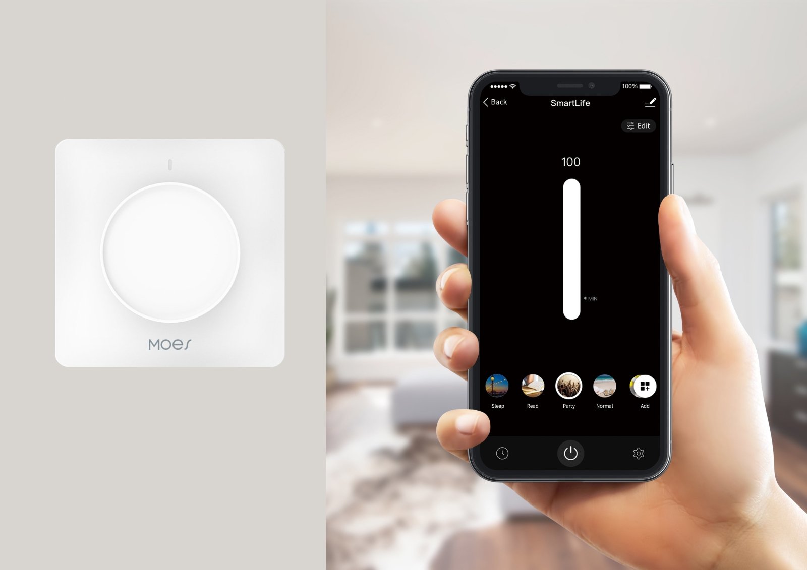 WiFi Smart Light Dimmer Rotary Switch Schedule Timer Brightness Memory EU - MOES