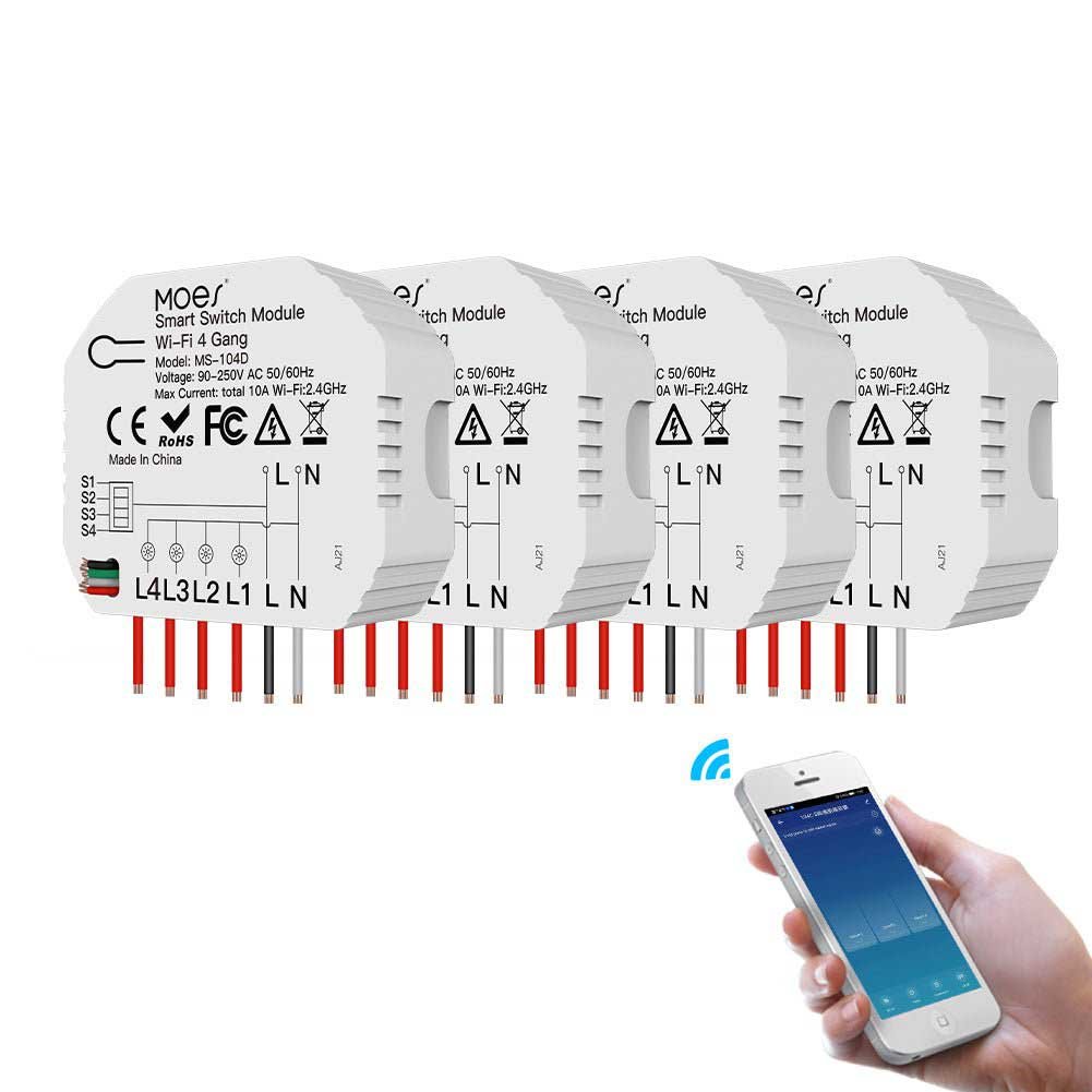WiFi Smart Light Switch 3 4 Gang 1 2 Way Module Wireless Home Switch Modular - MOES