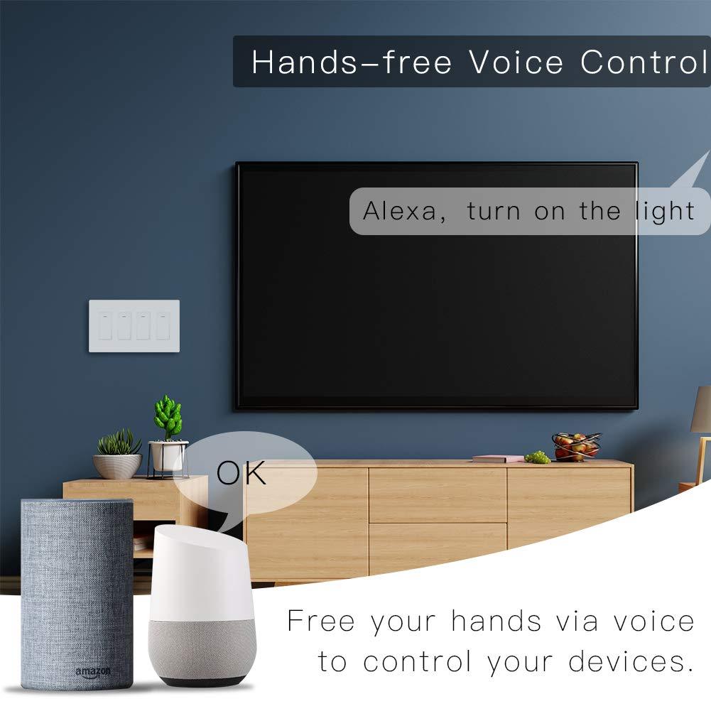 WiFi Smart Light Switch 4 Gang No Screw Panel - Moes