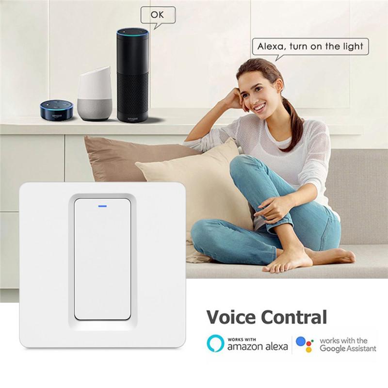 WiFi Smart Light Switch Push Button 2-way Multi-control 1 Gang EU UK Version with No Neutral Wire - Moes
