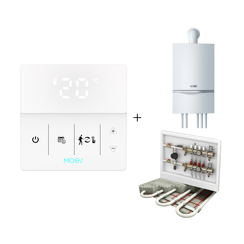 WiFi Smart Programmable Thermostat Electric Underfloor Heating Touch Screen Temperature Controller Logo Color Adjustable - MOES