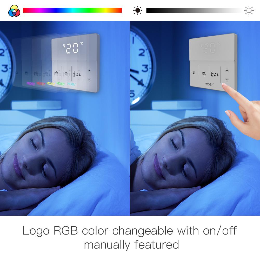 WiFi Smart Programmable Thermostat Gas Boiler Water Electric Underfloor Heating Touch Screen Temperature Controller Logo Color Adjustable - Moes