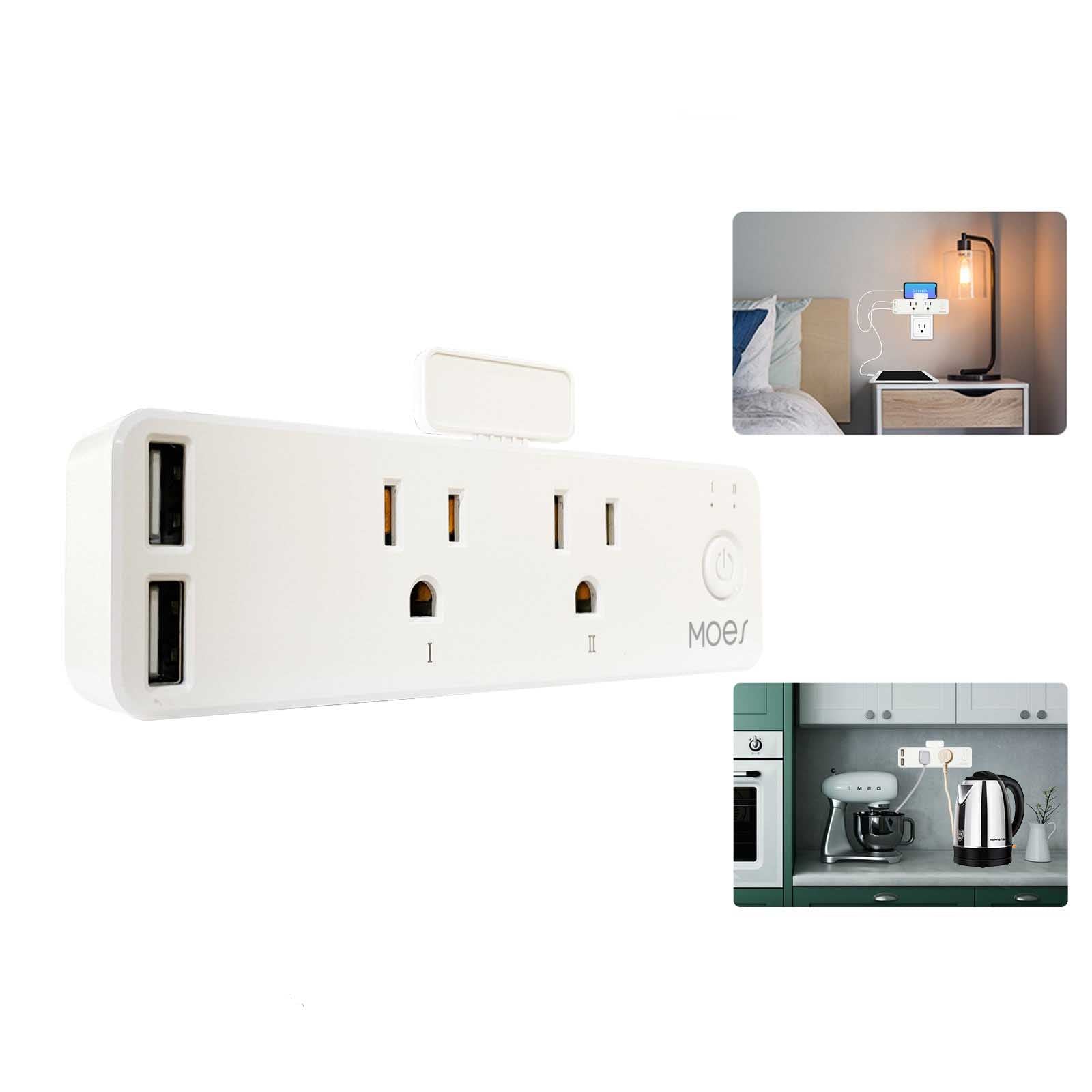 Wifi Smart US Outlet Extender Multi Plug Socket Outlet Shelf With Relay Status, Light Mode Adjustable - MOES