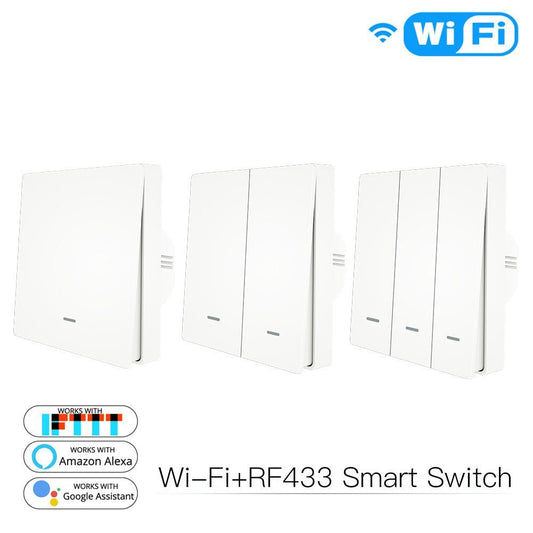 WiFi Smart Wall Light Switch With RF433 2-Way Multi-Control Push Button with RF Transmitter Switch - Moes