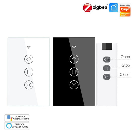 ZigBee RF433 Smart Curtain Blinds Shutter Touch Switch Multi-control Neutral Wire Required US - MOES