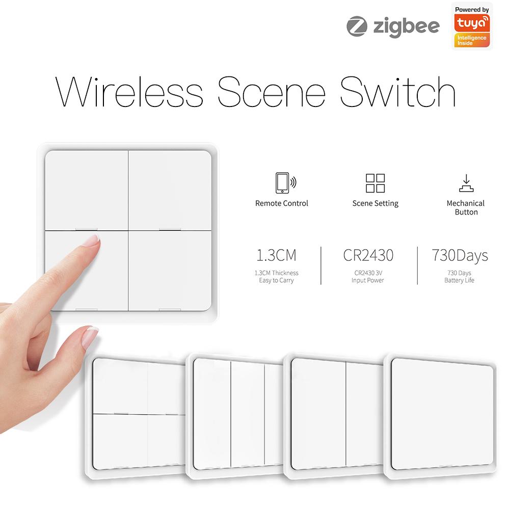 ZigBee Smart Battery Powered Light Switch Scene Push Button Switches Multi-Control - MOES