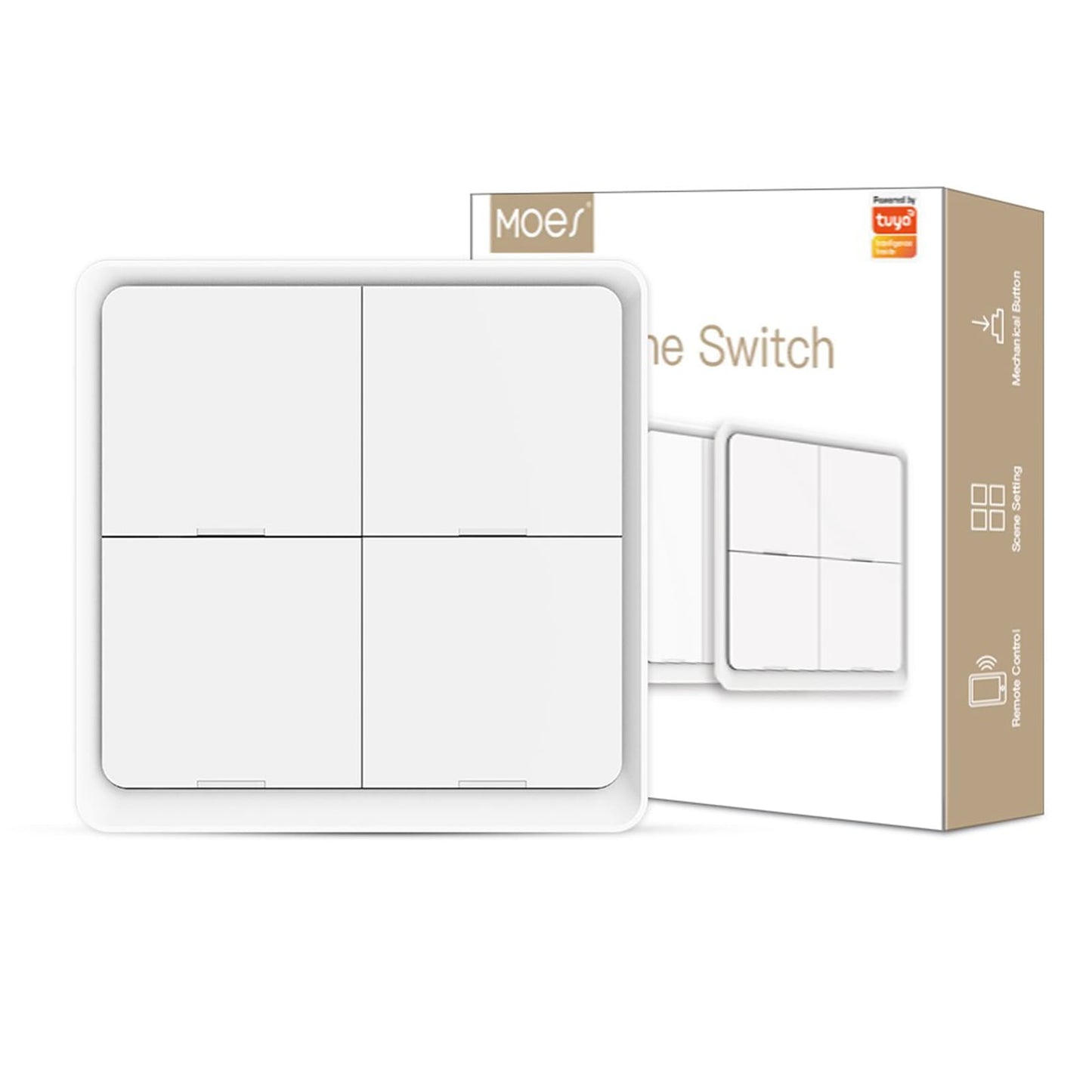ZigBee Smart Battery Powered Light Switch Scene Push Button Switches Multi-Control - MOES