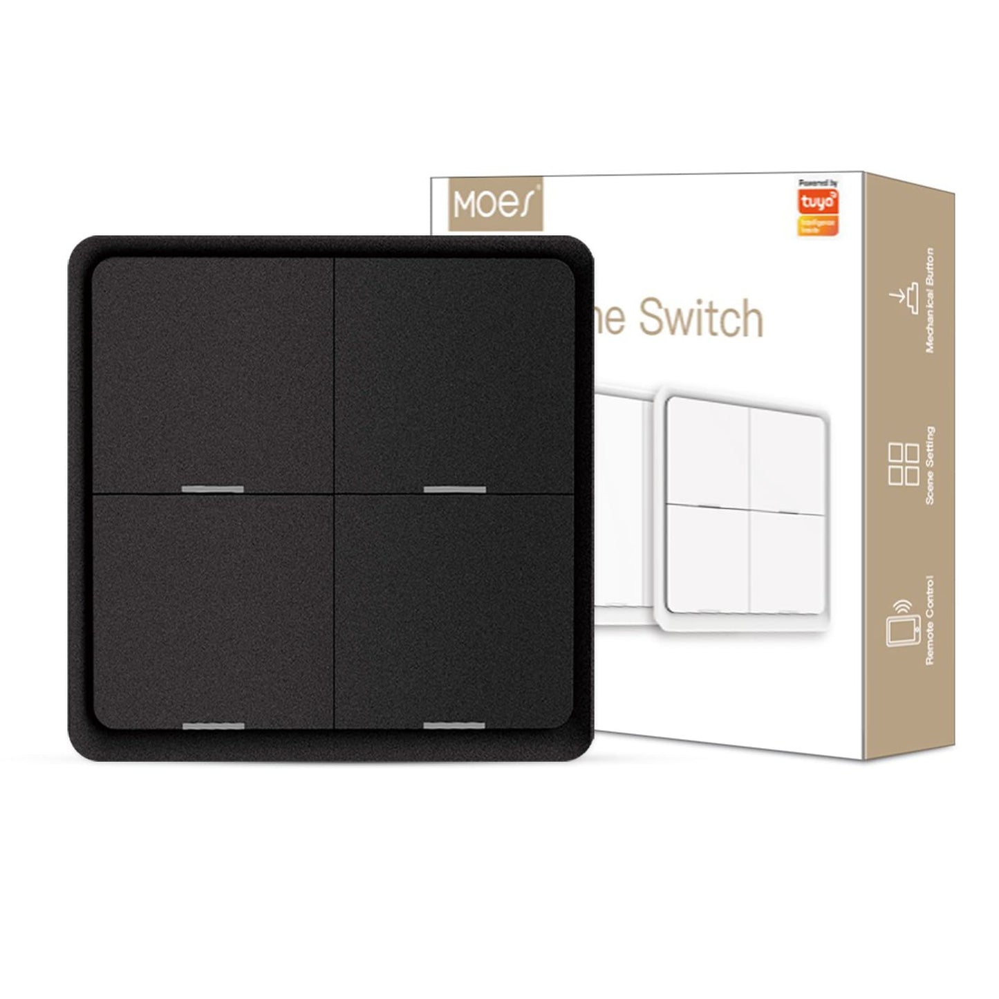 ZigBee Smart Battery Powered Light Switch Scene Push Button Switches Multi-Control - MOES