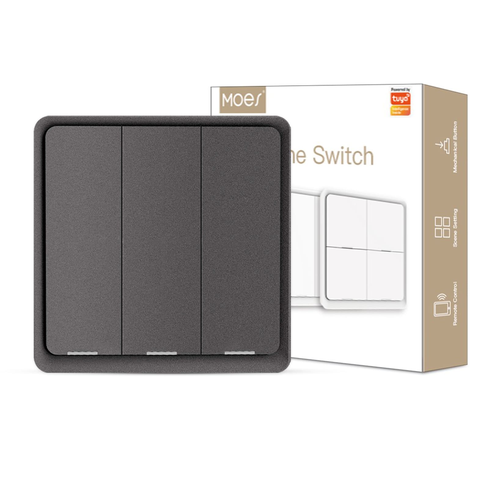 ZigBee Smart Battery Powered Light Switch Scene Push Button Switches Multi-Control - MOES