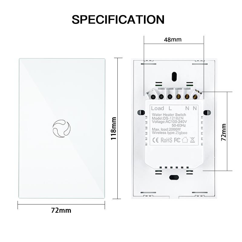 ZigBee Smart Boiler Switch Water Heater Smart Life Tuya APP Remote Control Amazon Alexa Echo Google Home Voice Control Glass Panel Hub Required - Moes