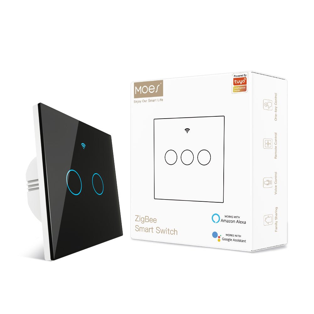 ZigBee Smart Light Touch Switch 2 Way Multi-Control Neutral Wire Optional No Capacitor EU - MOES