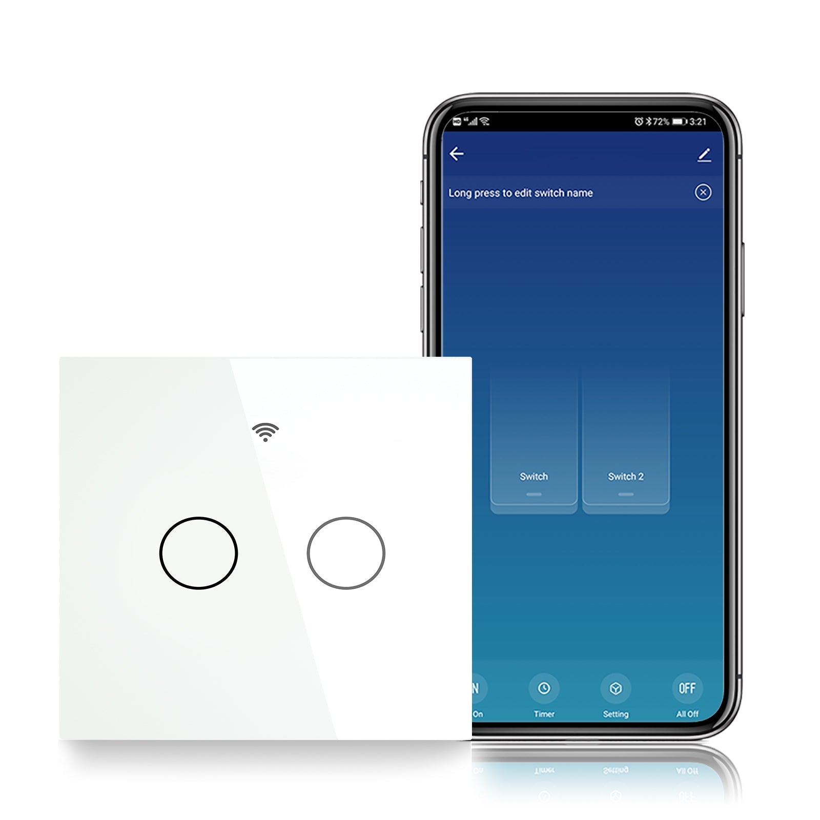 ZigBee Smart Light Touch Switch 2 Way Multi-Control Neutral Wire Optional No Capacitor EU - MOES