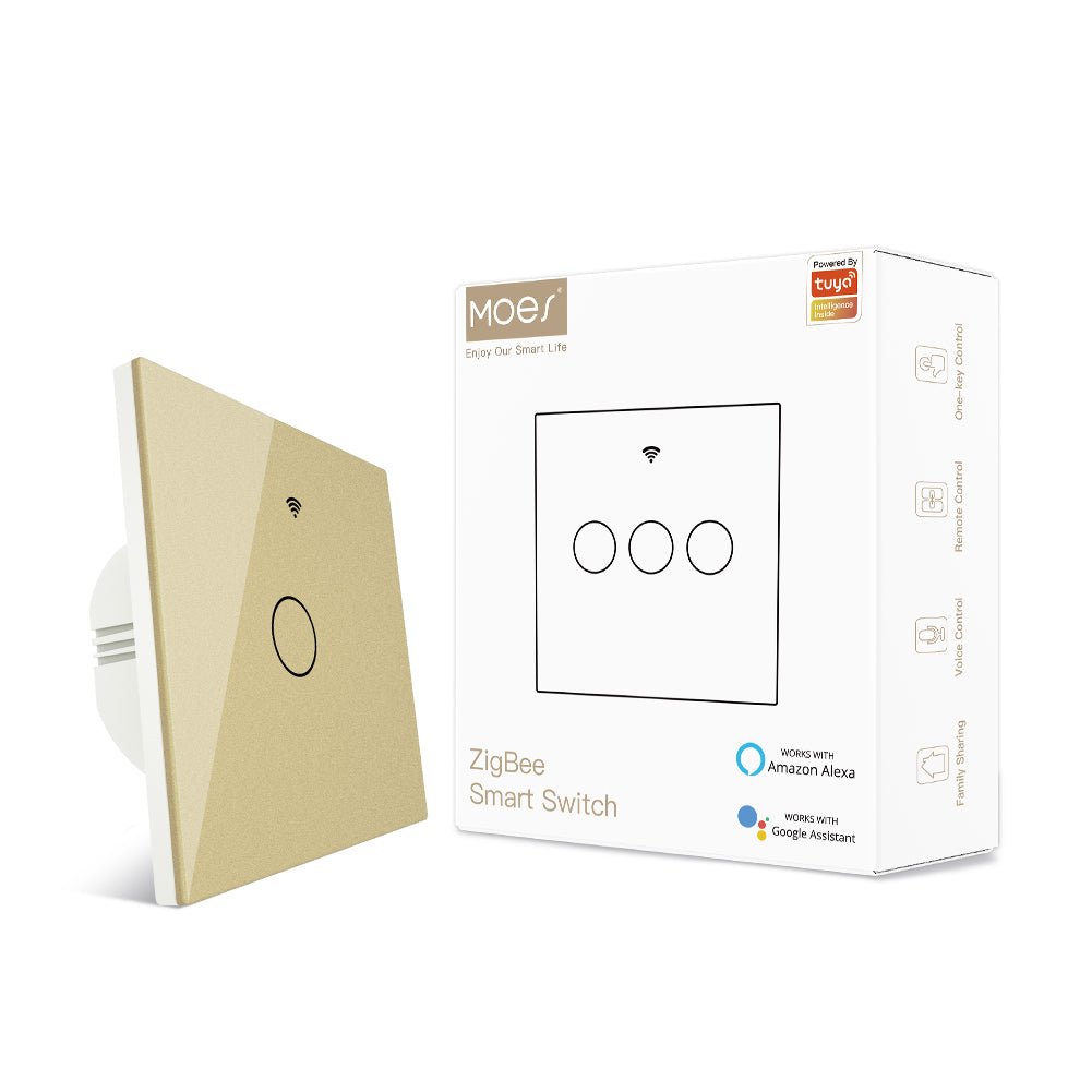 ZigBee Smart Light Touch Switch 2 Way Multi-Control Neutral Wire Optional No Capacitor EU - MOES
