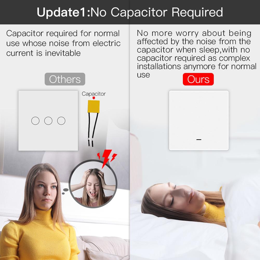 ZigBee Smart Push Button Switch and ZigBee Scene Switch Kit L Only No Neutral Wire or L+N Wiring Optional No Capacitor Required Tuya ZigBee Hub Required - Moes