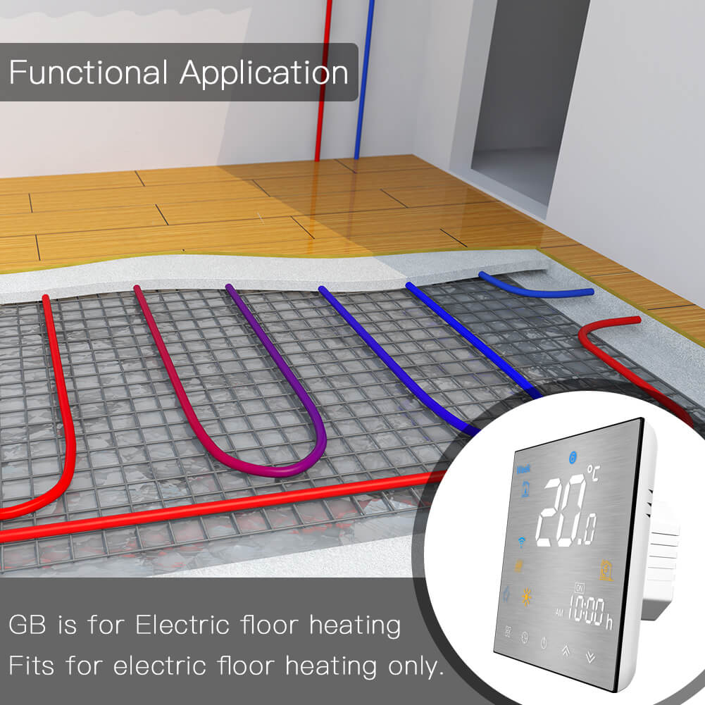 ZigBee Smart Thermostat for Water/Electric floor Heating Water/Gas Boiler Brushed panel - MOES