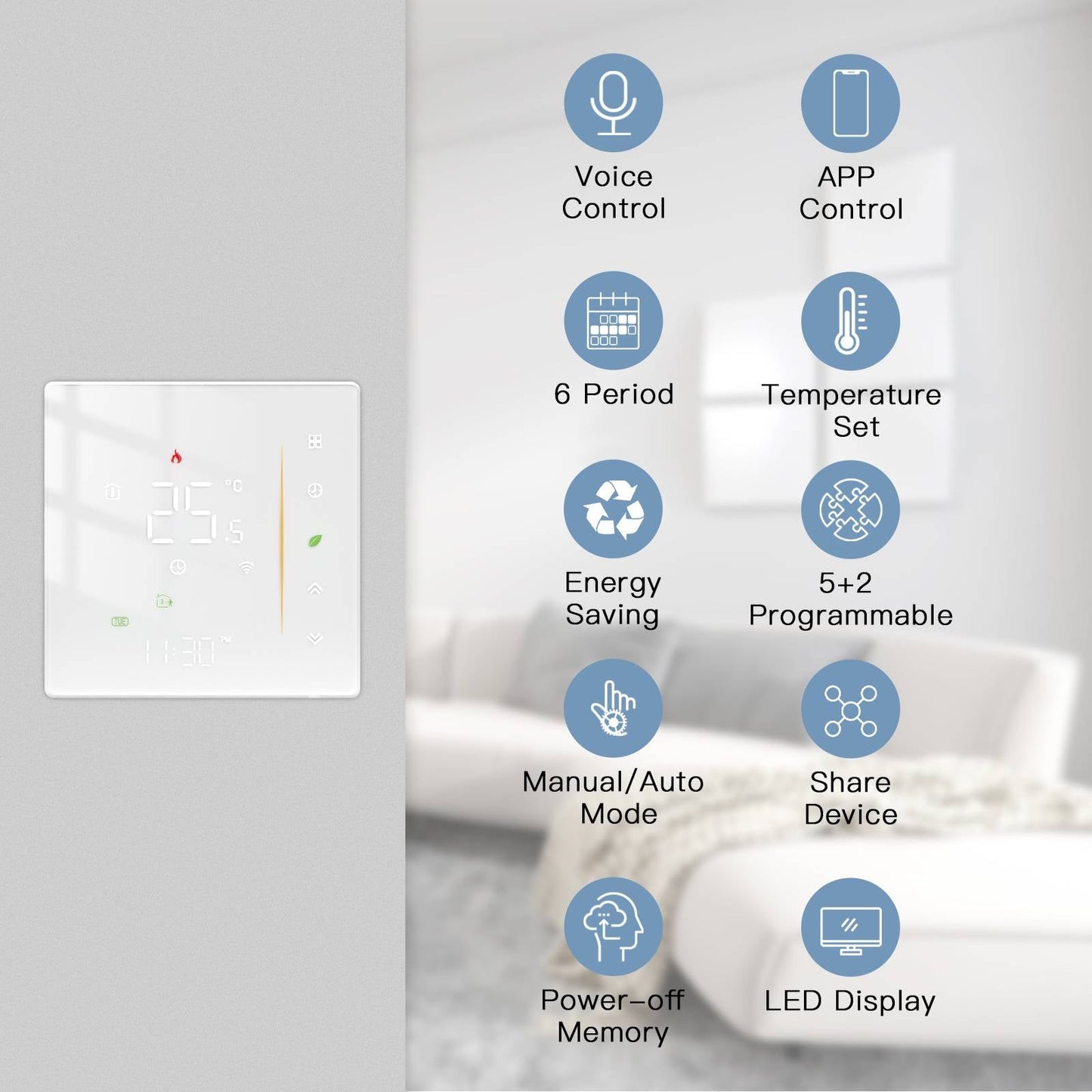 Zigbee Smart Thermostat Gas/Water Heater, Room Thermostat Digital Programmable - MOES