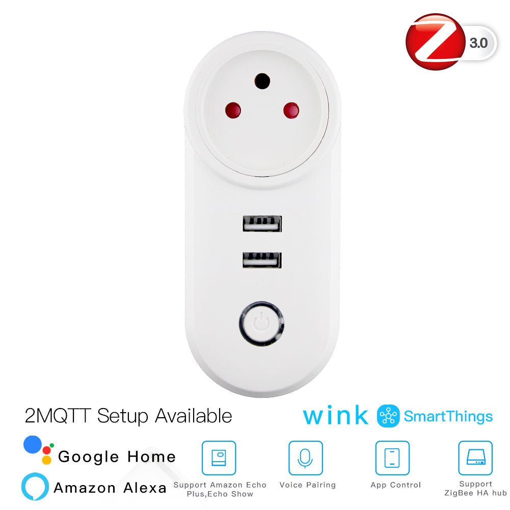 ZigBee3.0 Dual USB Wireless Socket Plug 2MQTT Setup Available - MOES