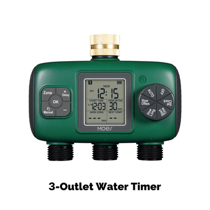 Water Timer For Garden Hose Drip Irrigation 2/3/4 Outlet Brass Inlet IPX5 Waterproof US Version