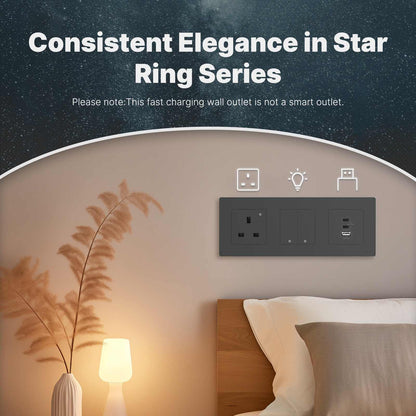 Star Ring 30 W Schnellladegerät PD3.0 Wandsteckdose Ladegerät GaN-Buchse 3 Anschlüsse Typ C USB A
