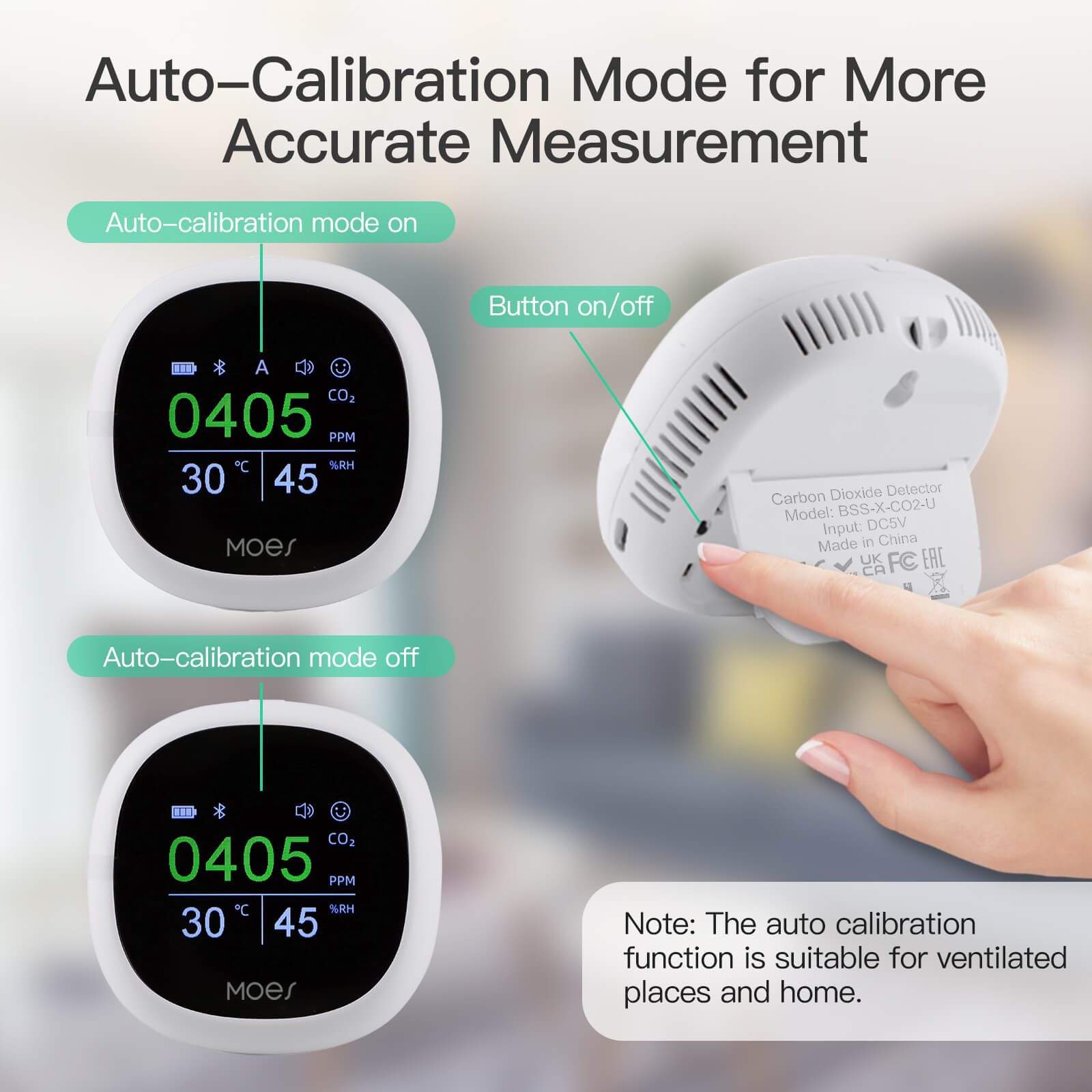 Moyic Mini CO2 Detector, Multi-Function CO2 Monitor Meter Air Quality  Monitor Carbon Dioxide Detector Portable Temperature and Humidity Detector  for