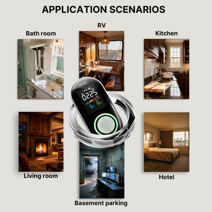 2nd Gen 4-in-1 Plug-in CO & Natural Gas Detector with LCD Display, Temp Humidity Monitor, Battery Backup