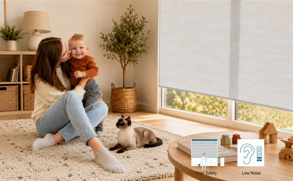Natural Linen Fabric, Cordless Design for Family Homes