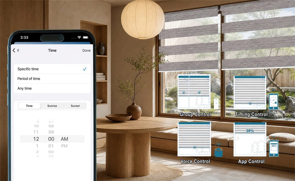 App, Voice & Remote Control for Motorized Zebra Shades