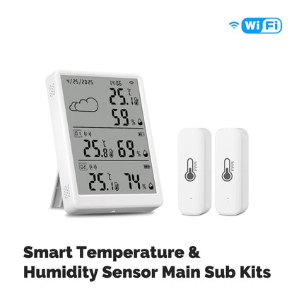 MOES WiFi Thermometer Hygrometer 3-Pack with 2 Wireless Sensors, 382 ft Range