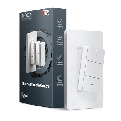 MOES Zigbee Wireless Scene Switch - 3 Gang 9 Scenarios Smart Push Button Remote, Magnetic Handheld Design