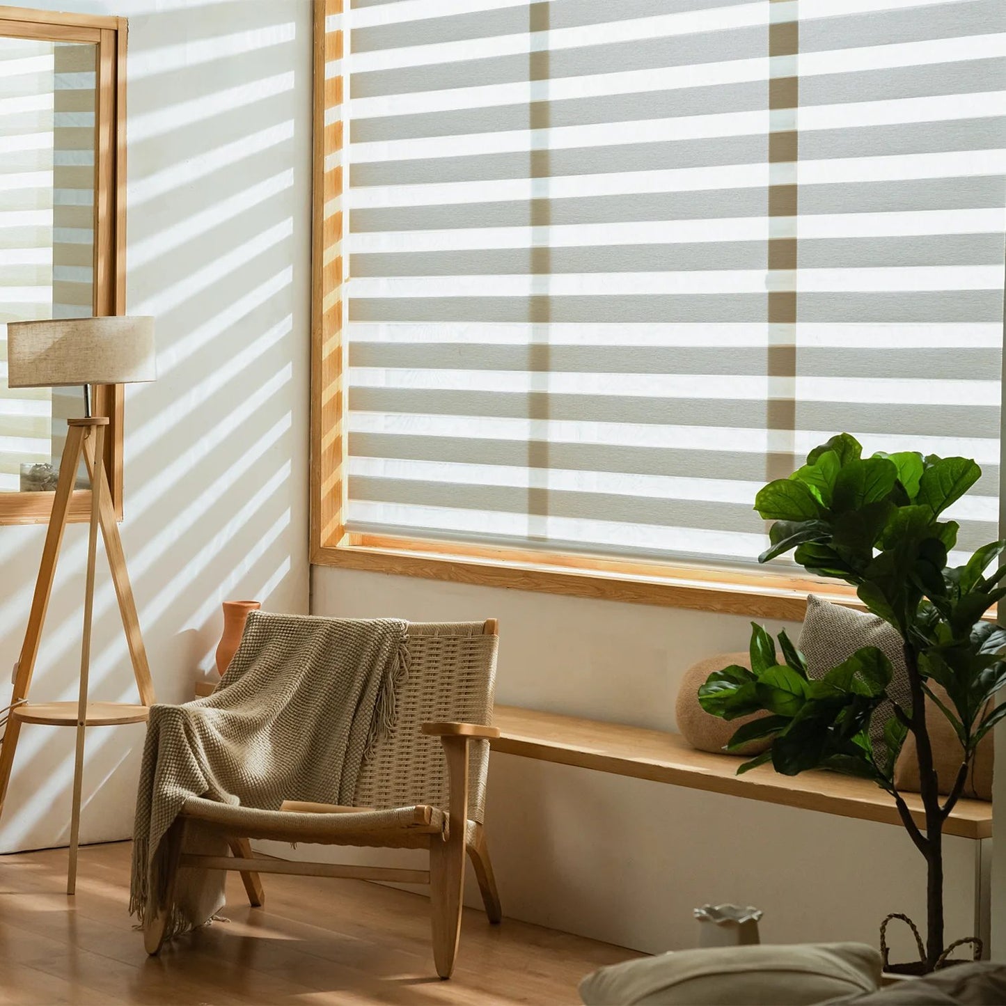 MOES motorized zebra shades valance options: Deco Bar, Fabric Insert Cassette, and Square styles