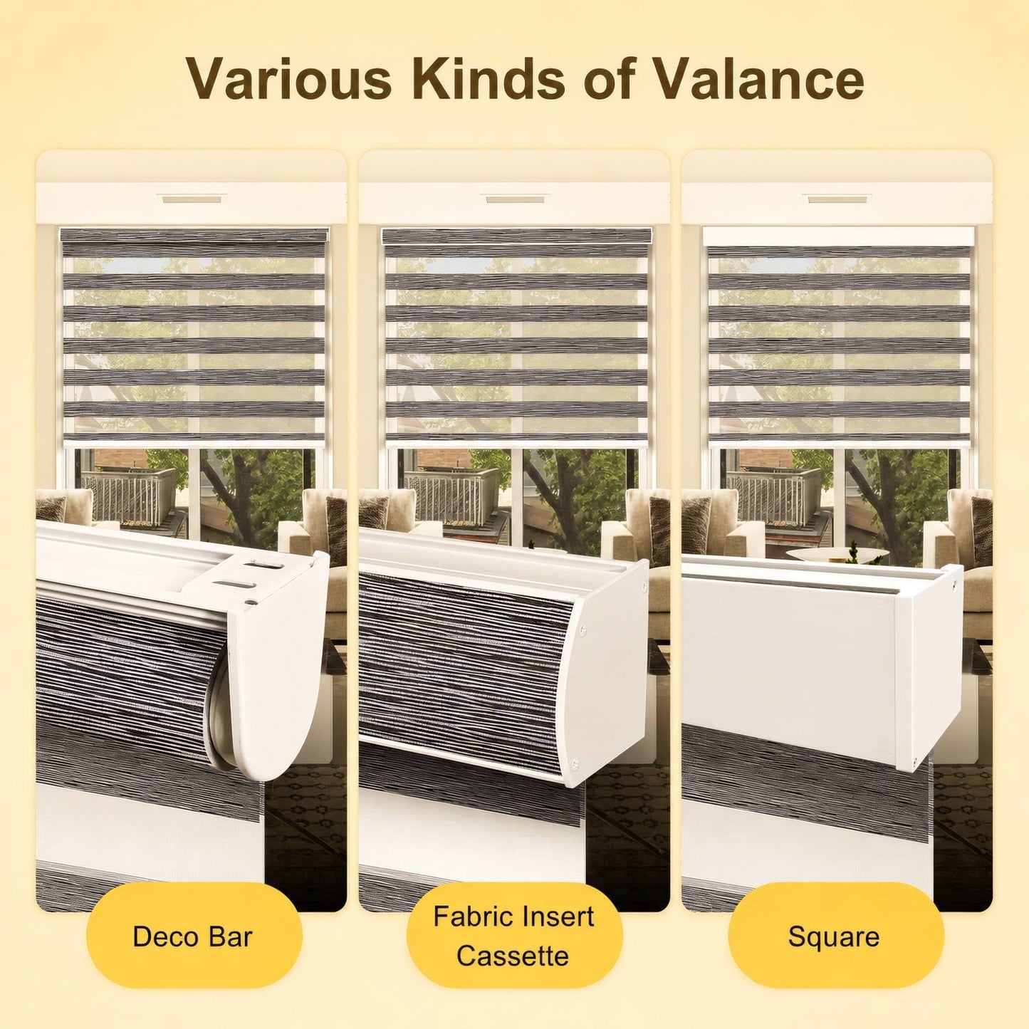 MOES zebra shade aluminum valance dimensions with bottom bar and bracket components
