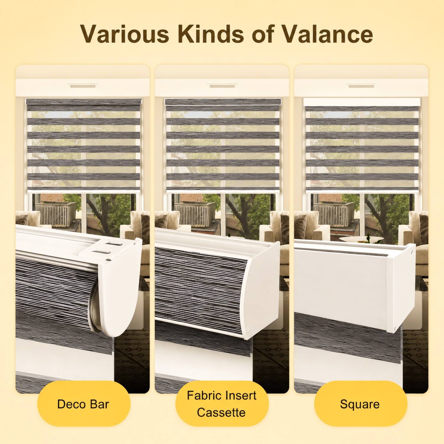 MOES zebra shade aluminum valance dimensions with bottom bar and bracket components