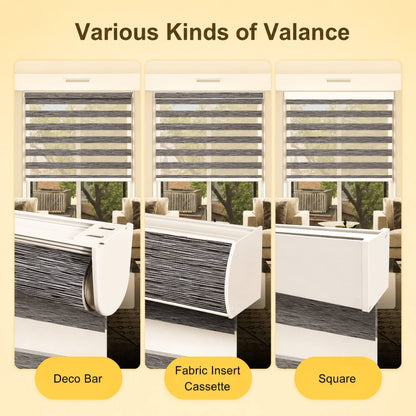 MOES zebra shade aluminum valance dimensions with bottom bar and bracket components