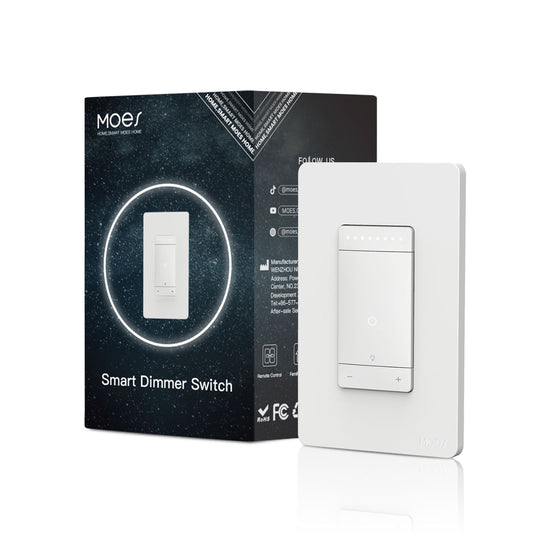 MOES Star Ring WiFi Smart Dimmer Light Switch 3Way Grounding Design App Control US Standard