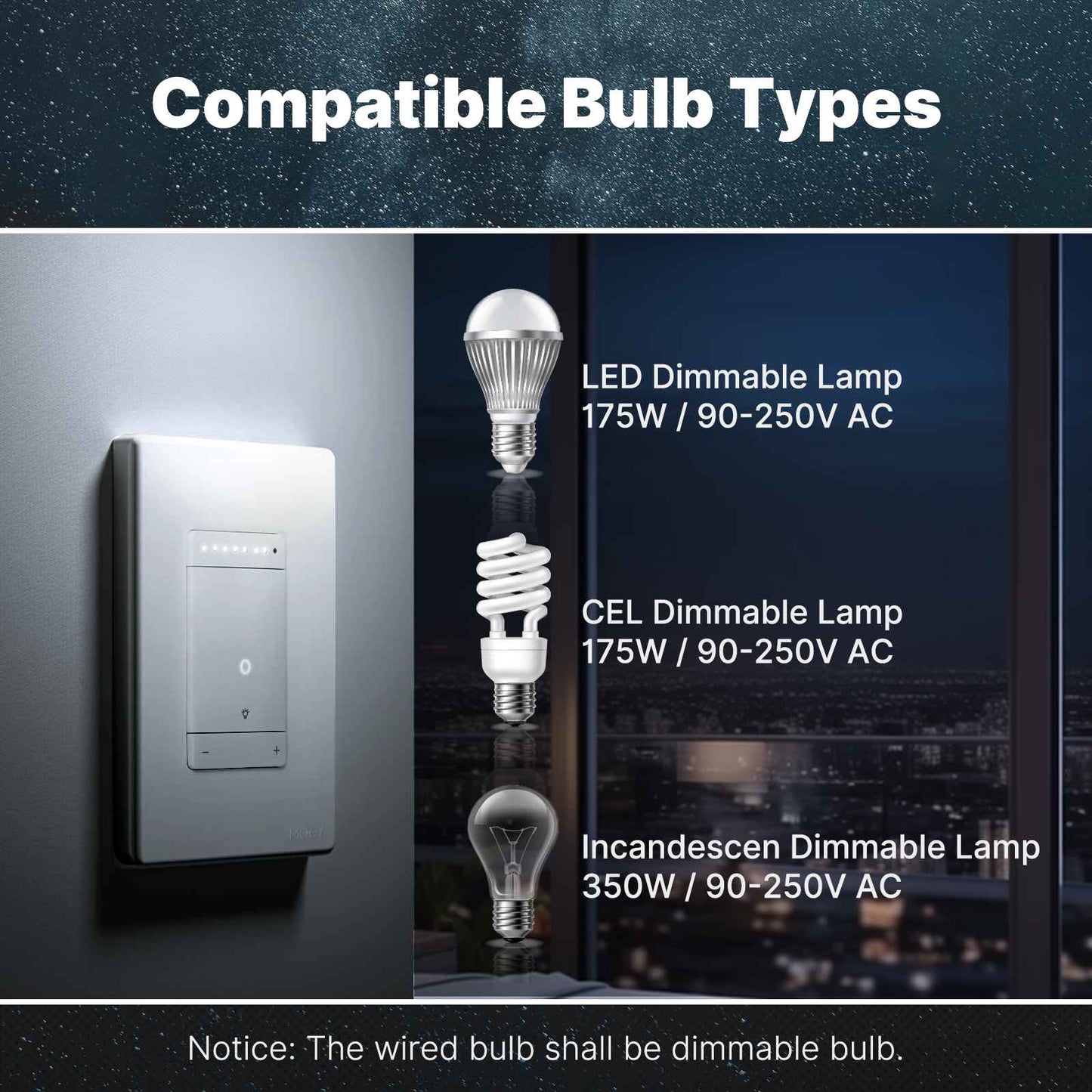MOES Star Ring WiFi Smart Dimmer Light Switch 3Way Grounding Design App Control US Standard