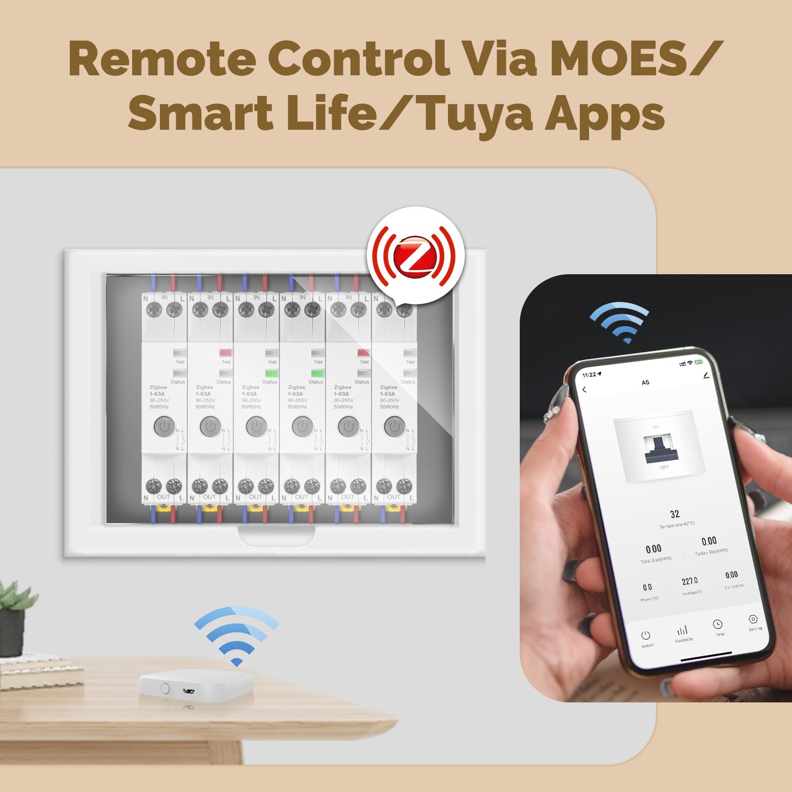 Smart WIFI Switch Home Circuit Breakers met afstandsbediening via mobiele telefoon, 3 timermodi, voor huishoudelijke apparaten (25 A Smart WIFI Switch Home Circuit Breakers met afstandsbediening via mobiele telefoon, 3 timermodi, voor huishoudelijke apparaten (25 A